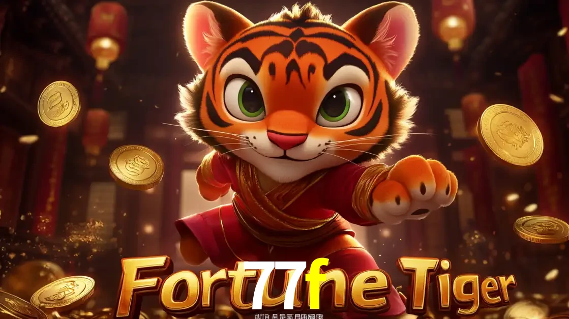 O carismático mascote do jogo de slot Fortune Tiger, um tigre fofo em pose de artes marciais, pronto para trazer sorte e multiplicadores de ganhos no cassino online 77f.