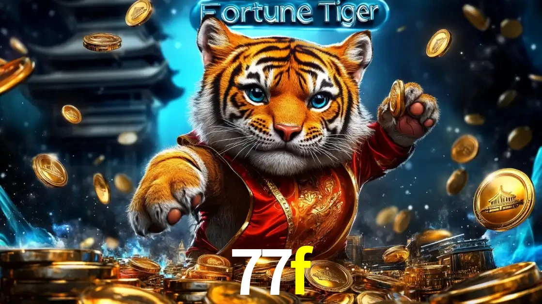 Imagem promocional do jogo de slot Fortune Tiger, com um tigre majestoso em traje tradicional cercado por uma fortuna em moedas de ouro, disponível agora no cassino 77f.